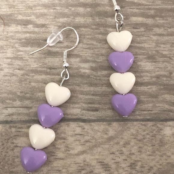 Handmade Heart Dangle Beaded Earrings - Set of 3 - Picture 2 of 6